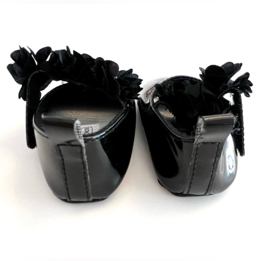 (NWOT) Elegant Baby Girl Black Dress Shoes w/Floral & Rhinestone Details, Size 1 - Picture 4 of 5